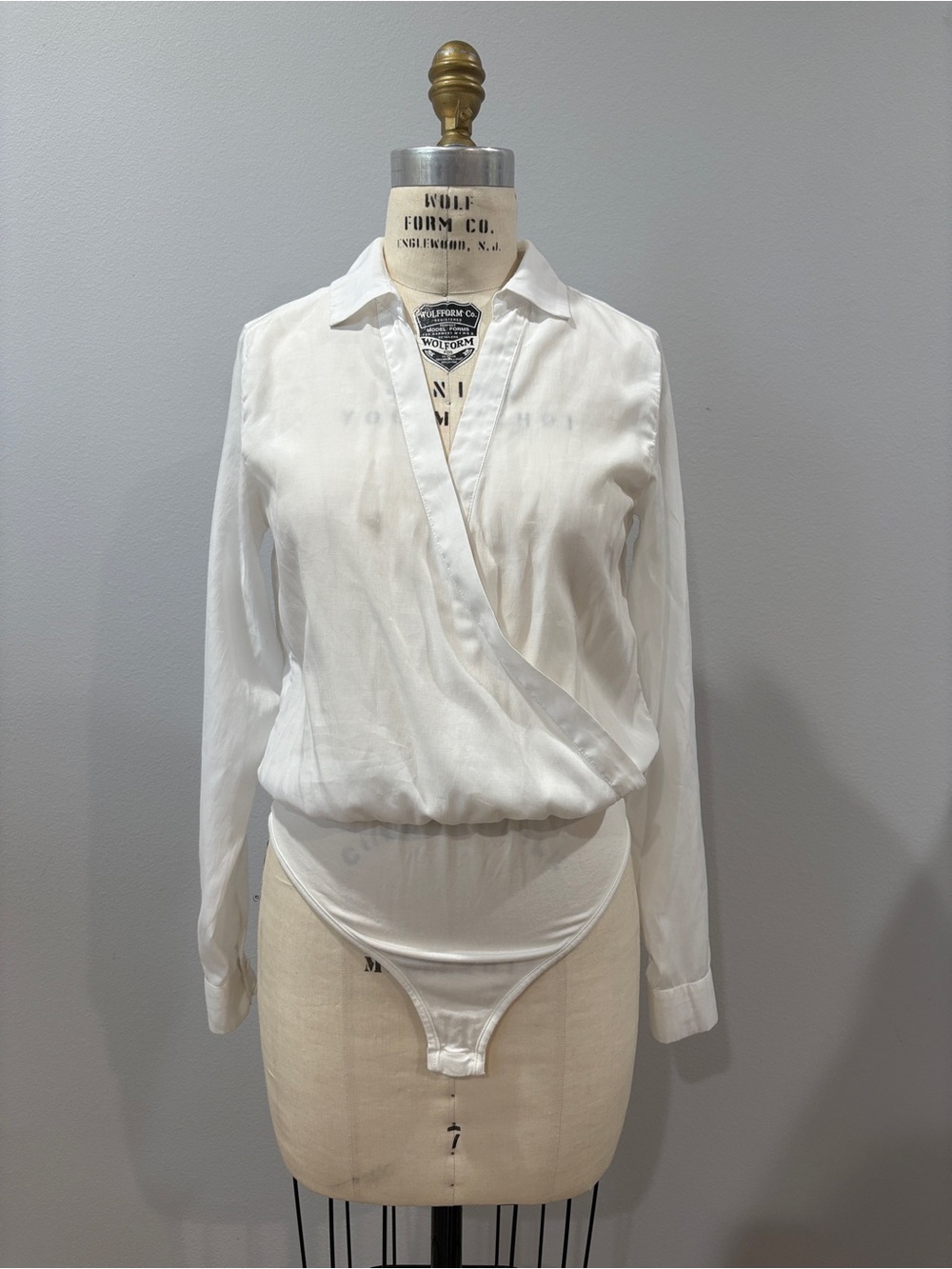 Superdown Presley surplice bodysuit White shirt bodysuit Size S - Picture 2 of 9